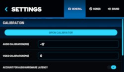 YARG settings screen